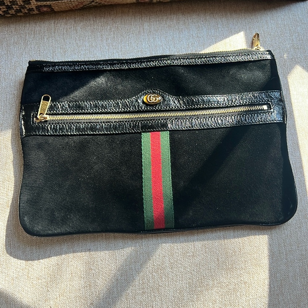 Gucci ophidia pouch/clutch black suede authentic